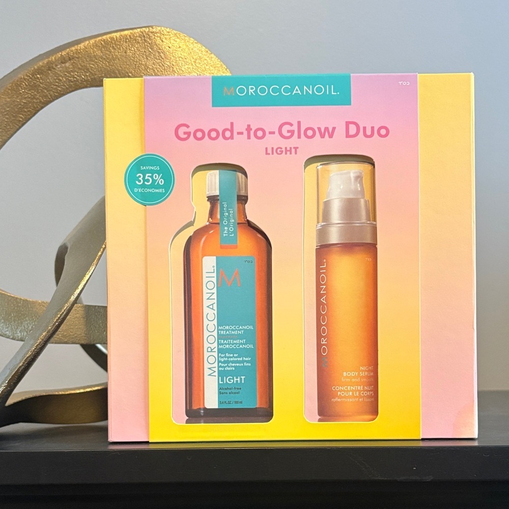 Moroccanoil Good to Glow Duo. Moroccanoil Treatment Light 100mls & Body Serum